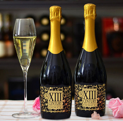 برچسب بطری شامپاین فویل طلایی شخصی شده با نقش برجسته قرمز